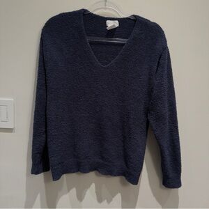 Softies Navy Blue V-Neck Fluffy Cozy Soft Sweater Women Size M